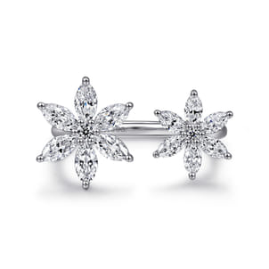 Floral - 18K White Gold Diamond Floral Open Ladies Ring