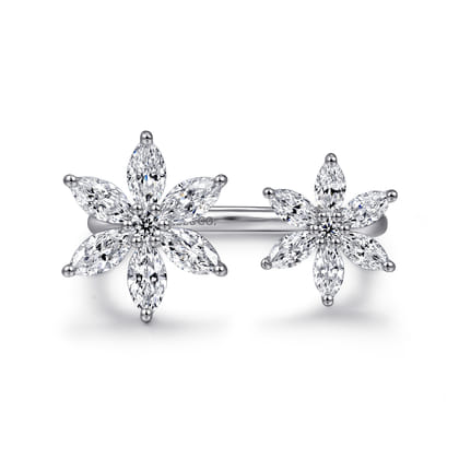 Floral - 18K White Gold Diamond Floral Open Ladies Ring