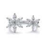 Floral - 18K White Gold Diamond Floral Open Ladies Ring - 1.3 ct