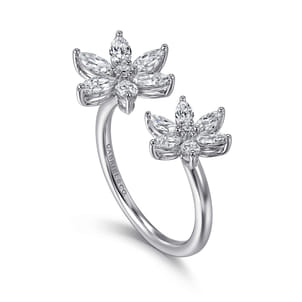 Floral - 18K White Gold Diamond Floral Open Ladies Ring