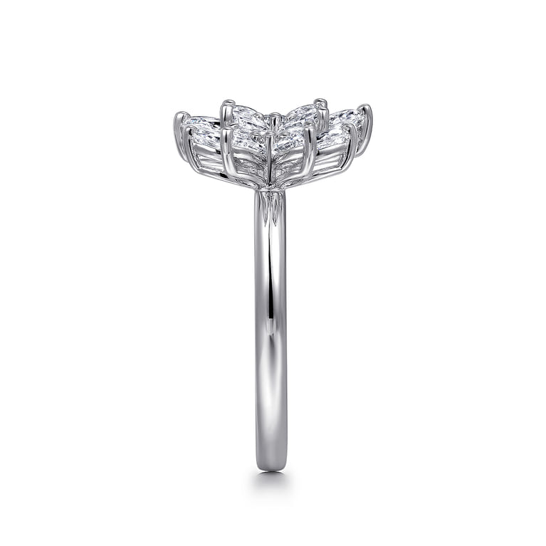 Floral - 18K White Gold Diamond Floral Open Ladies Ring - 1.3 ct - Shot 4
