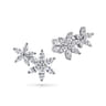 Floral - 18K White Gold Diamond Floral Stud Earrings - 1.5 ct