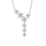 Floral - 18K White Gold Diamond Floral Y Knots Necklace - 4.25 ct