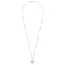 Floral - 30 inch 925 Sterling Silver Floral Inlay Heart Pendant Necklace