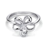 Floral - 925 Sterling Silver Floral White Sapphire Ladies Ring