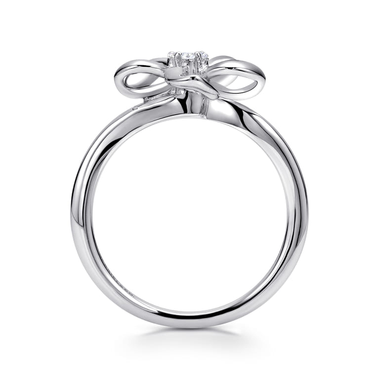 Floral - 925 Sterling Silver Floral White Sapphire Ladies Ring - Shot 2