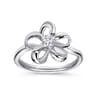 Floral - 925 Sterling Silver Floral White Sapphire Ladies Ring