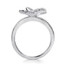 Floral - 925 Sterling Silver High Polished Flower with White Sapphire Ring