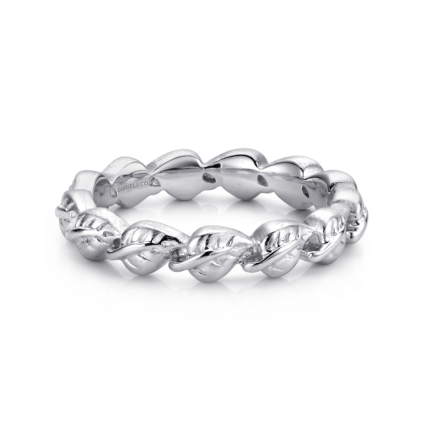 Floral - 925 Sterling Silver Leaf Stackable Ladies Ring - Shot 1