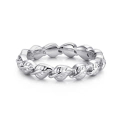 Floral - 925 Sterling Silver Leaf Stackable Ladies Ring