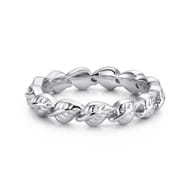Floral - 925 Sterling Silver Leaf Stackable Ladies Ring