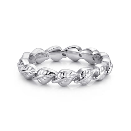 Floral - 925 Sterling Silver Leaf Stackable Ladies Ring