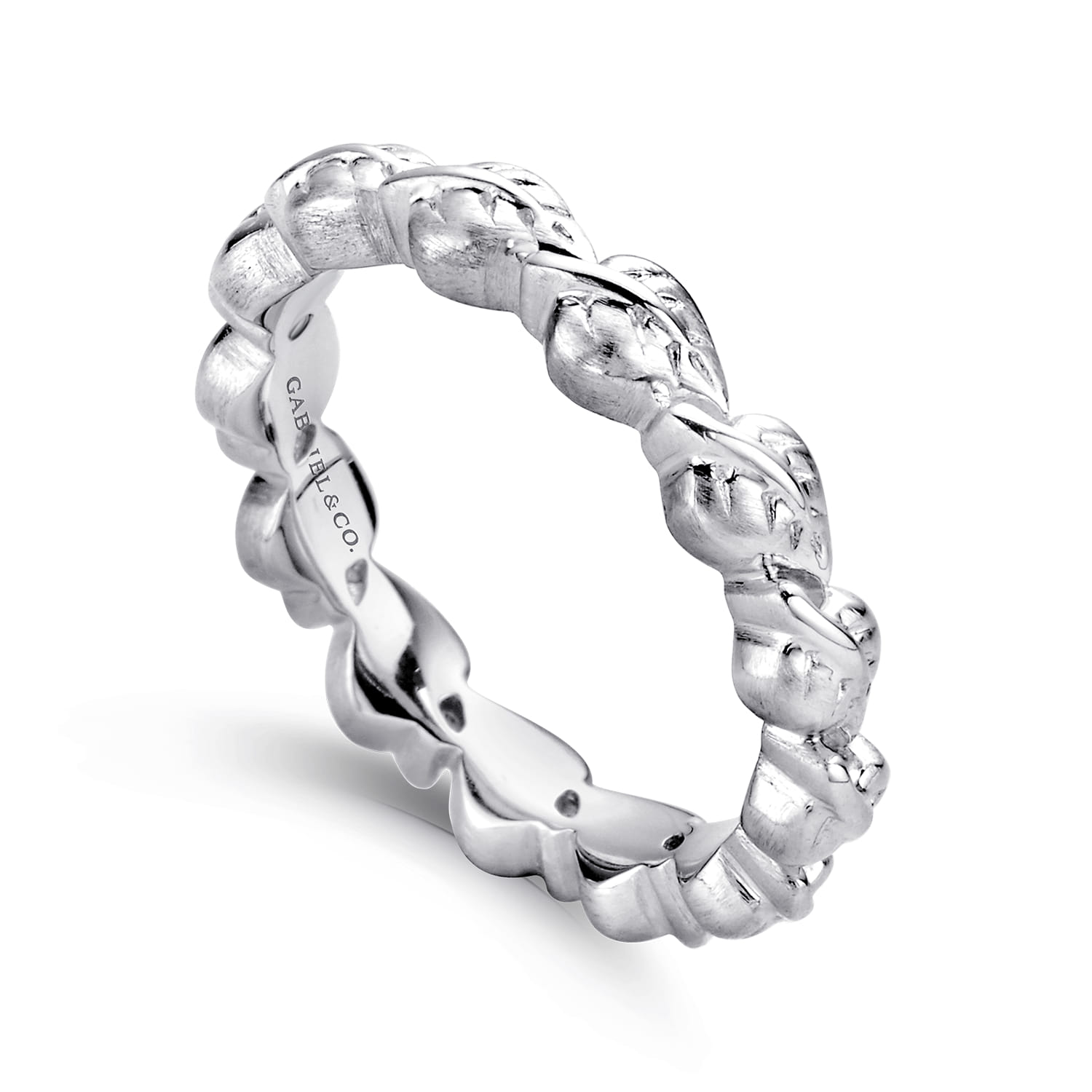 Floral - 925 Sterling Silver Leaf Stackable Ladies Ring - Shot 3