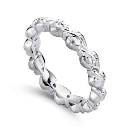 Floral - 925 Sterling Silver Leaf Stackable Ladies Ring