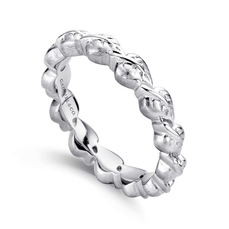 Floral - 925 Sterling Silver Leaf Stackable Ladies Ring - Shot 3