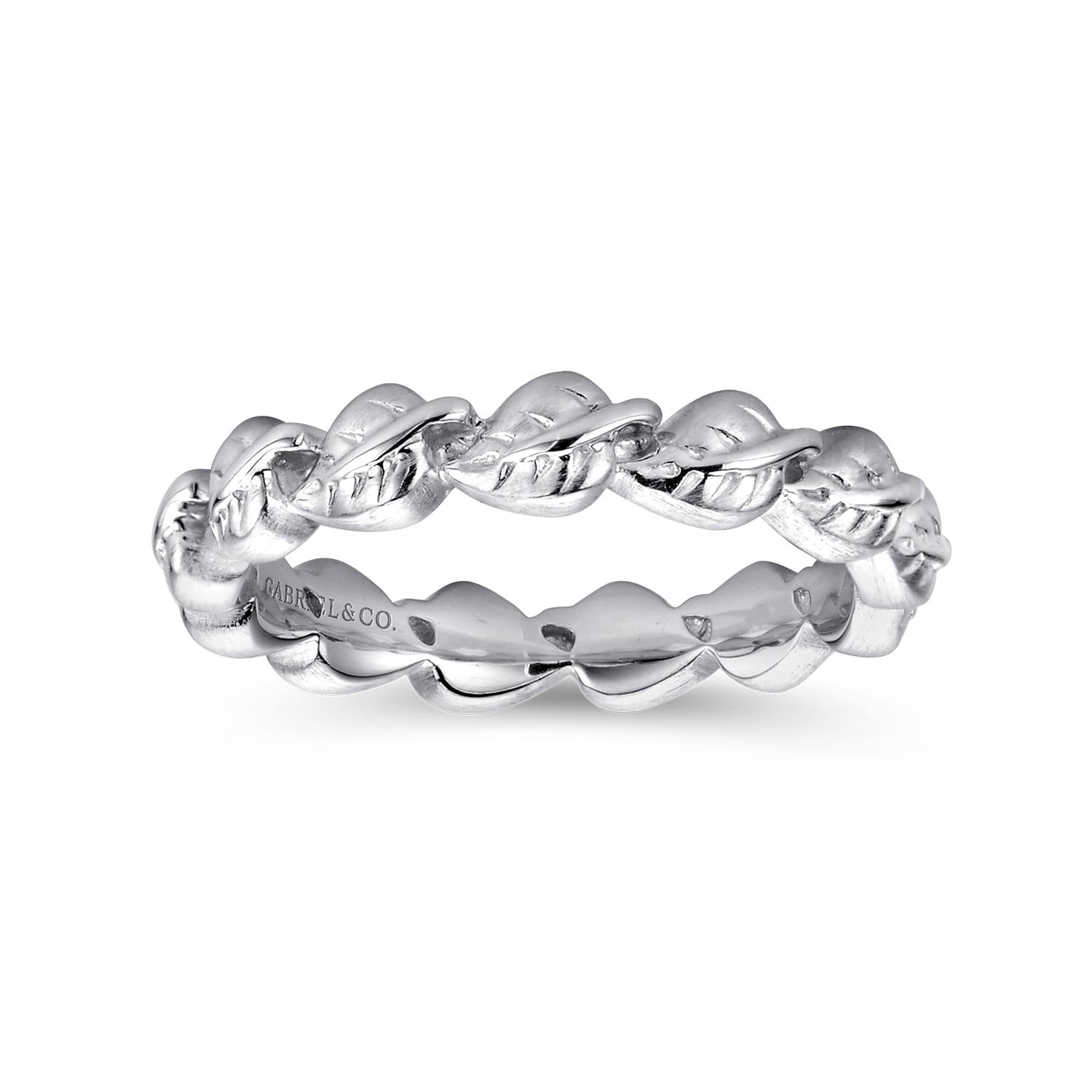 Floral - 925 Sterling Silver Leaf Stackable Ladies Ring - Shot 4
