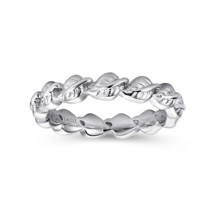 Floral - 925 Sterling Silver Leaf Stackable Ladies Ring
