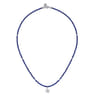 Floral - 925 Sterling Silver London Blue Topaz Flower and Lapis Bead Pendant Necklace