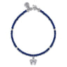 Floral - 925 Sterling Silver London Blue Topaz Flower and Lapis bead Bracelet