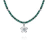 Floral - 925 Sterling Silver London Blue Topaz Flower and Malachite Bead Pendant Necklace