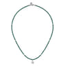 Floral - 925 Sterling Silver London Blue Topaz Flower and Malachite Bead Pendant Necklace