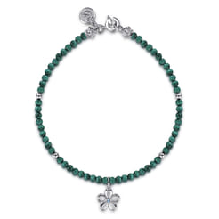 Floral---925-Sterling-Silver-London-Blue-Topaz-Flower-and-Malachite-bead-Bracelet1