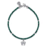 Floral - 925 Sterling Silver London Blue Topaz Flower and Malachite bead Bracelet