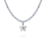 Floral - 925 Sterling Silver London Blue Topaz Flower and Moon Stone Bead Pendant Necklace