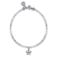 Floral - 925 Sterling Silver London Blue Topaz Flower and Moon Stone bead Bracelet