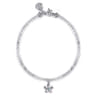 Floral - 925 Sterling Silver London Blue Topaz Flower and Moon Stone bead Bracelet