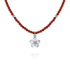 Floral---925-Sterling-Silver-London-Blue-Topaz-Flower-and-Red-Agate-Bead-Pendant-Necklace1