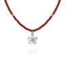 Floral - 925 Sterling Silver London Blue Topaz Flower and Red Agate Bead Pendant Necklace