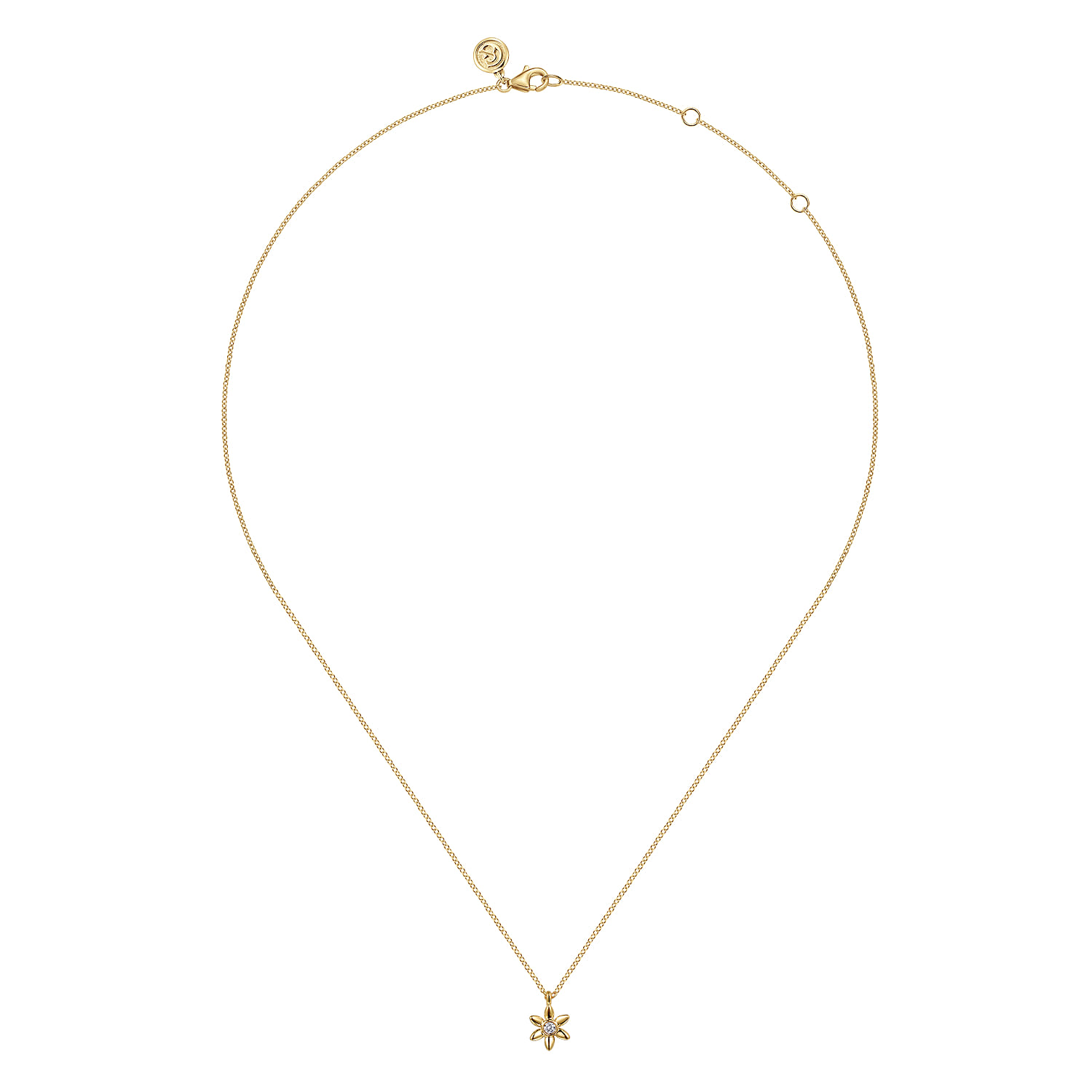 Floral - Gabriel  Co Pendant Necklace Floral 14K Yellow Gold White Sapphire