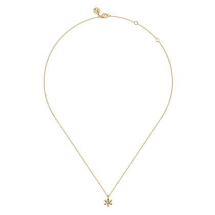 Floral - Pendant Necklace Floral 14K Yellow Gold White Sapphire