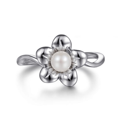 Floral - Sterling Silver Pearl Flower Ring