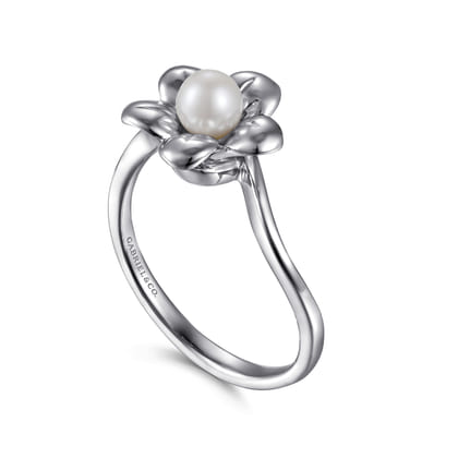 Floral - Sterling Silver Pearl Flower Ring