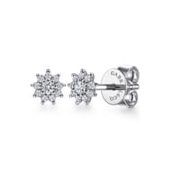 Floral - Stud Earrings 14K White Gold Diamond 0.14ct