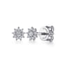 Floral - Stud Earrings 14K White Gold Diamond 0.14ct - 0.14 ct