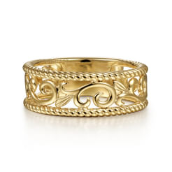 Floral - Vintage 14K Yellow Gold Swirly Ring