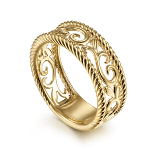 Floral - Vintage 14K Yellow Gold Swirly Ring