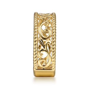 Floral - Vintage 14K Yellow Gold Swirly Ring