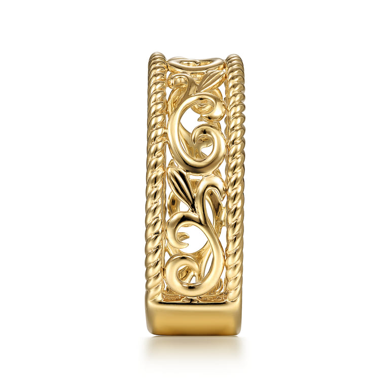 Floral - Vintage 14K Yellow Gold Swirly Ring - Shot 4