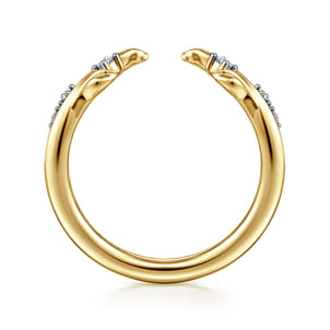 Floral 14K Yellow Gold Prong Setting Diamond Open Anniversary Band