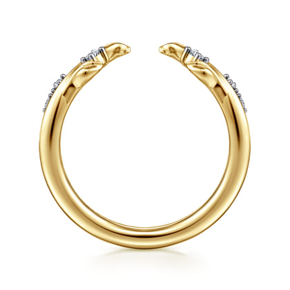 Floral 14K Yellow Gold Prong Setting Diamond Open Anniversary Band