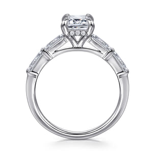 Flores - 14K White Gold Emerald Cut Diamond Engagement Ring