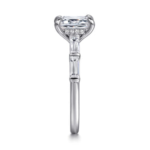 Flores - 14K White Gold Emerald Cut Diamond Engagement Ring