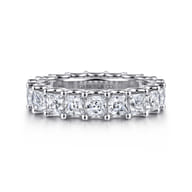 Forever - 14K White Gold Scallop Setting Princess Cut Diamond Eternity Band