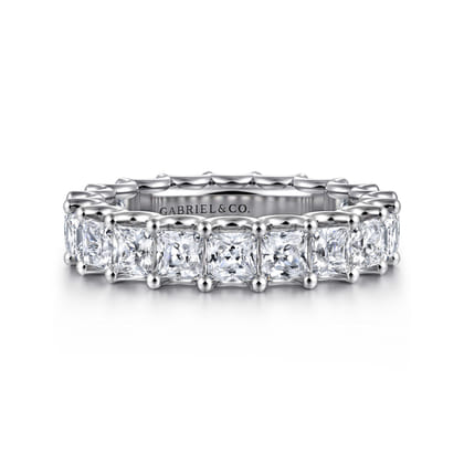 Forever - 14K White Gold Scallop Setting Princess Cut Diamond Eternity Band