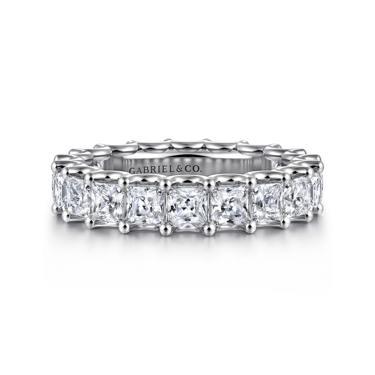 Eternity Band Wedding Ring in 14k White Gold with Princess Cut Natural Diamond at Gabriel & Co. - Shot 1