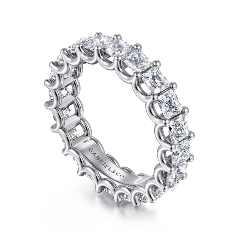 Eternity Band Wedding Ring in 14k White Gold with Princess Cut Natural Diamond at Gabriel & Co. - Shot 3
